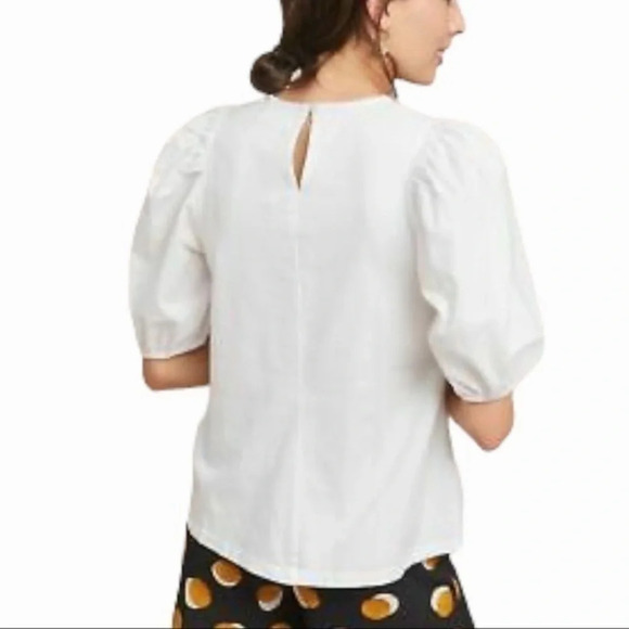 ANTHROPOLOGIE 
WHITE MIKI STATEMENT SLEEVE TOP BY VELVET - Picture 3 of 11